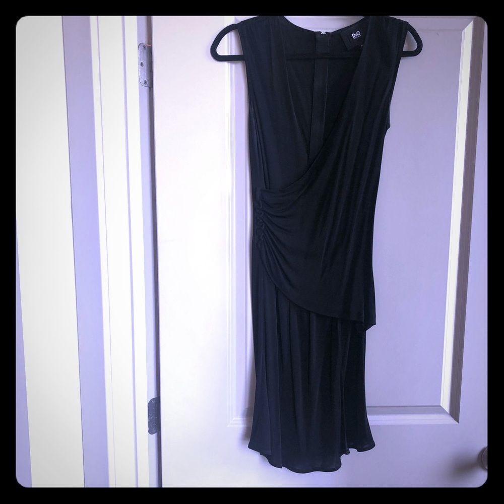 Black Viscose Surplice Neckline Ruched